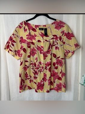 3/$20💥 ERIKA Boho Cottage Vibes Cotton Short Sleeve Floral Babydoll Blouse | L
